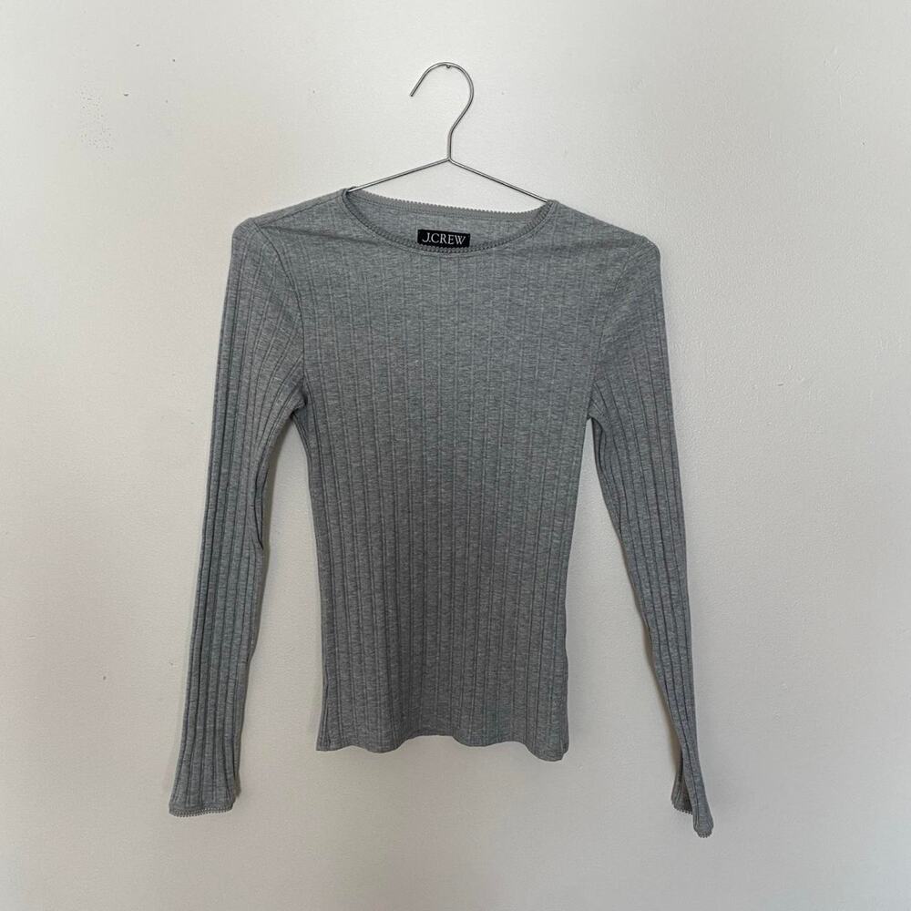 J. Crew Grey Ribbed Long Sleeve Women's Small
